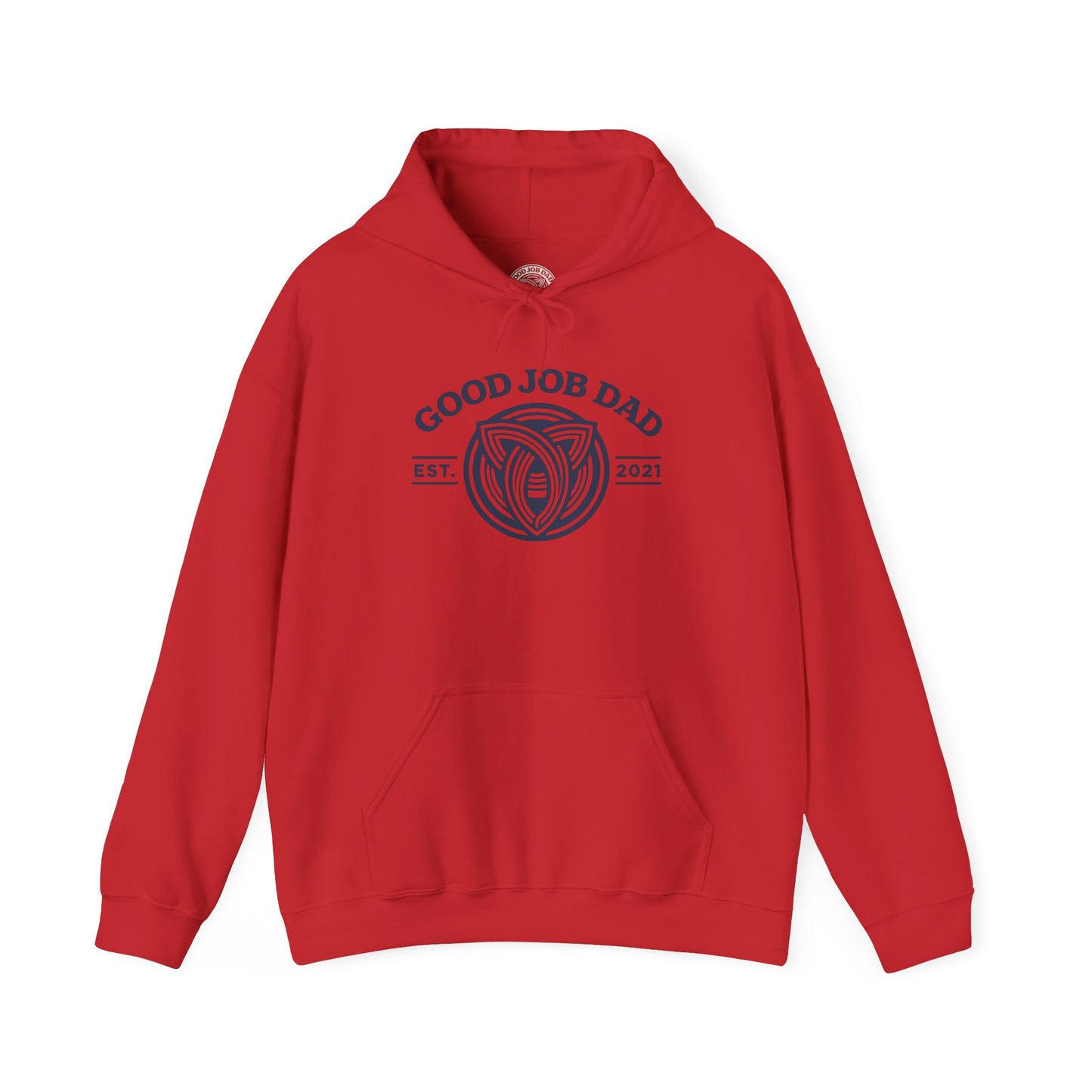 Good Job Dad Signature Hoodie — Blue Retro Crest (Est. 2021)