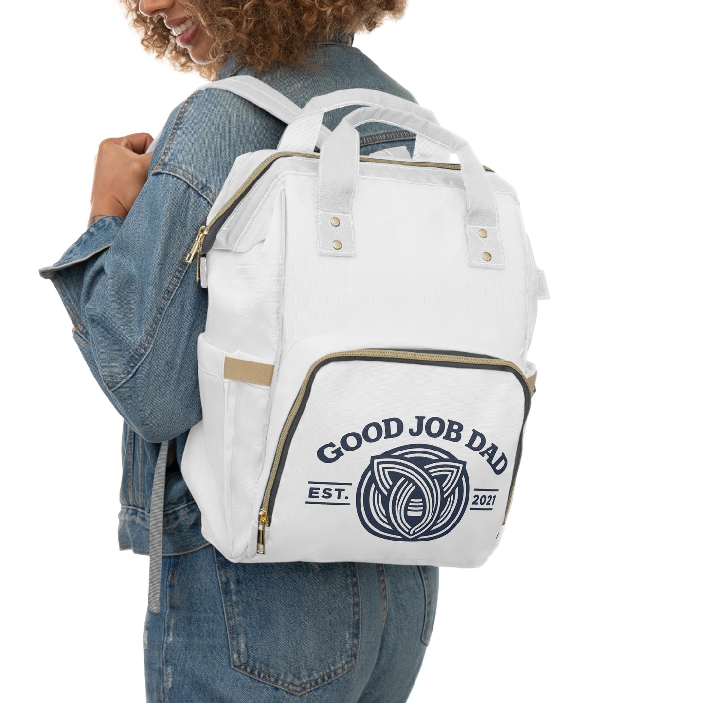 'Good Job Dad' Multifunctional Diaper Backpack/Blue