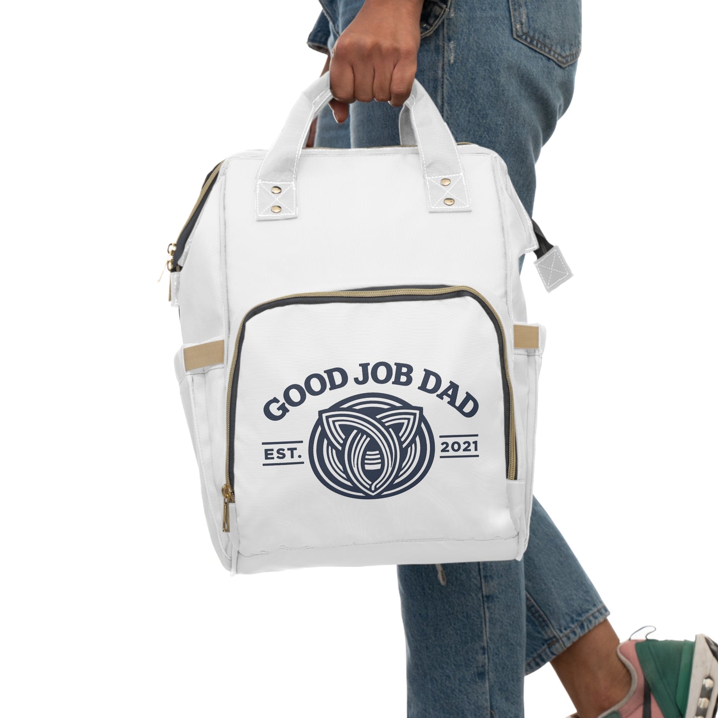 'Good Job Dad' Multifunctional Diaper Backpack/Blue